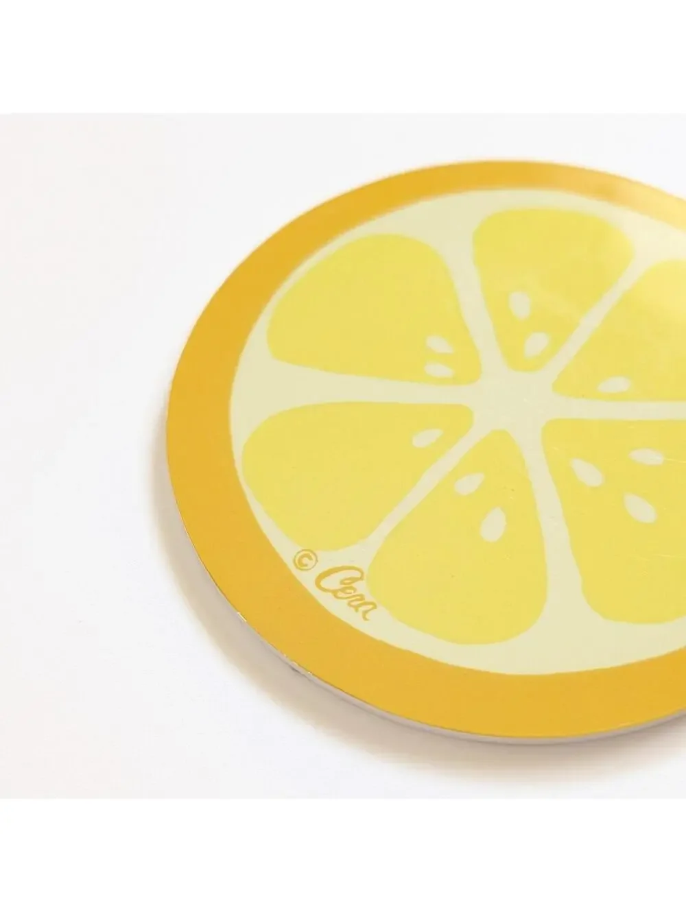 Vintage Cera Lemon Slice Drink Coasters